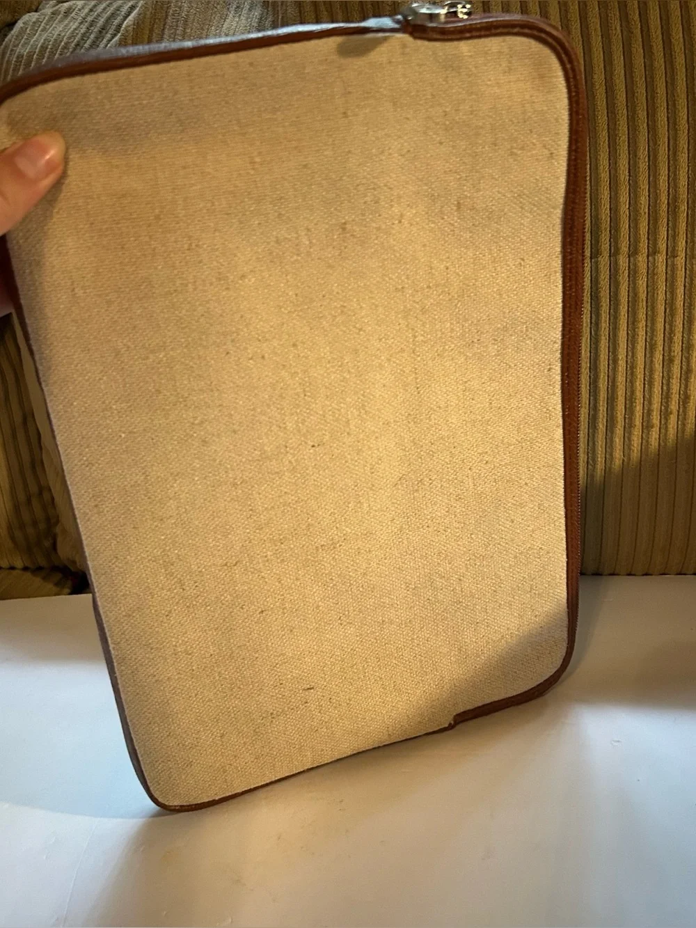 Knomo Laptop Case Bag Linen Cognac 12.5” x 8.5”